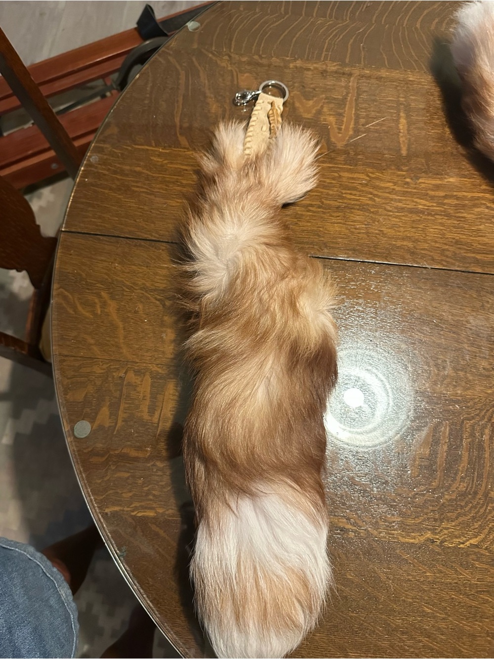 Hand Crafted Tan Suede and genuine Red Fox Tail with hand carved bone feather. - Picture 1 of 2